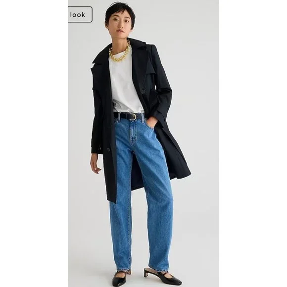 Womens $348 Petite New Icon Trench Coat Black Size P12 BF458